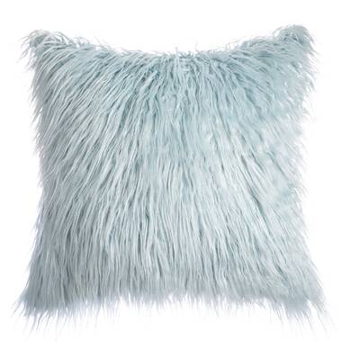 Blue fur throw online pillows